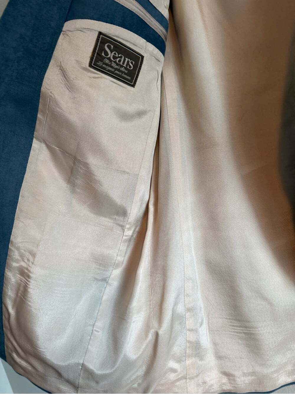 Vintage Sears Powder Blue Faux Suede Blazer 42 - Picture 10 of 13